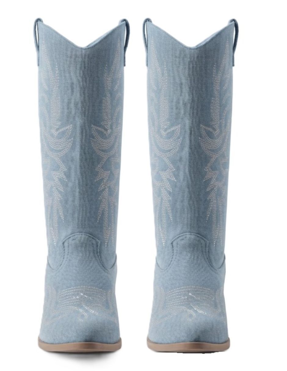 Bota cowboy Abajo de la rodilla de Mezclilla para mujer 3