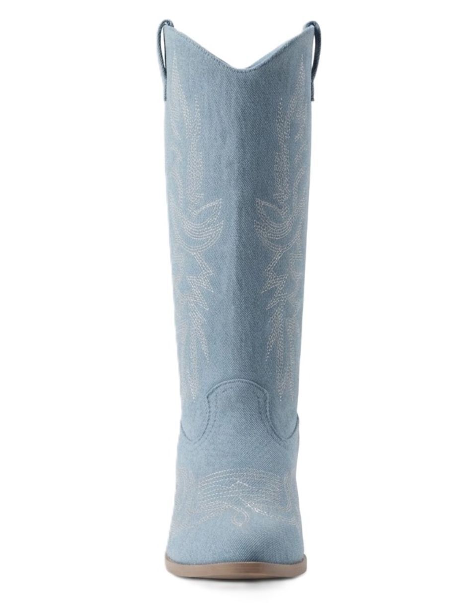 Bota cowboy Abajo de la rodilla de Mezclilla para mujer 4