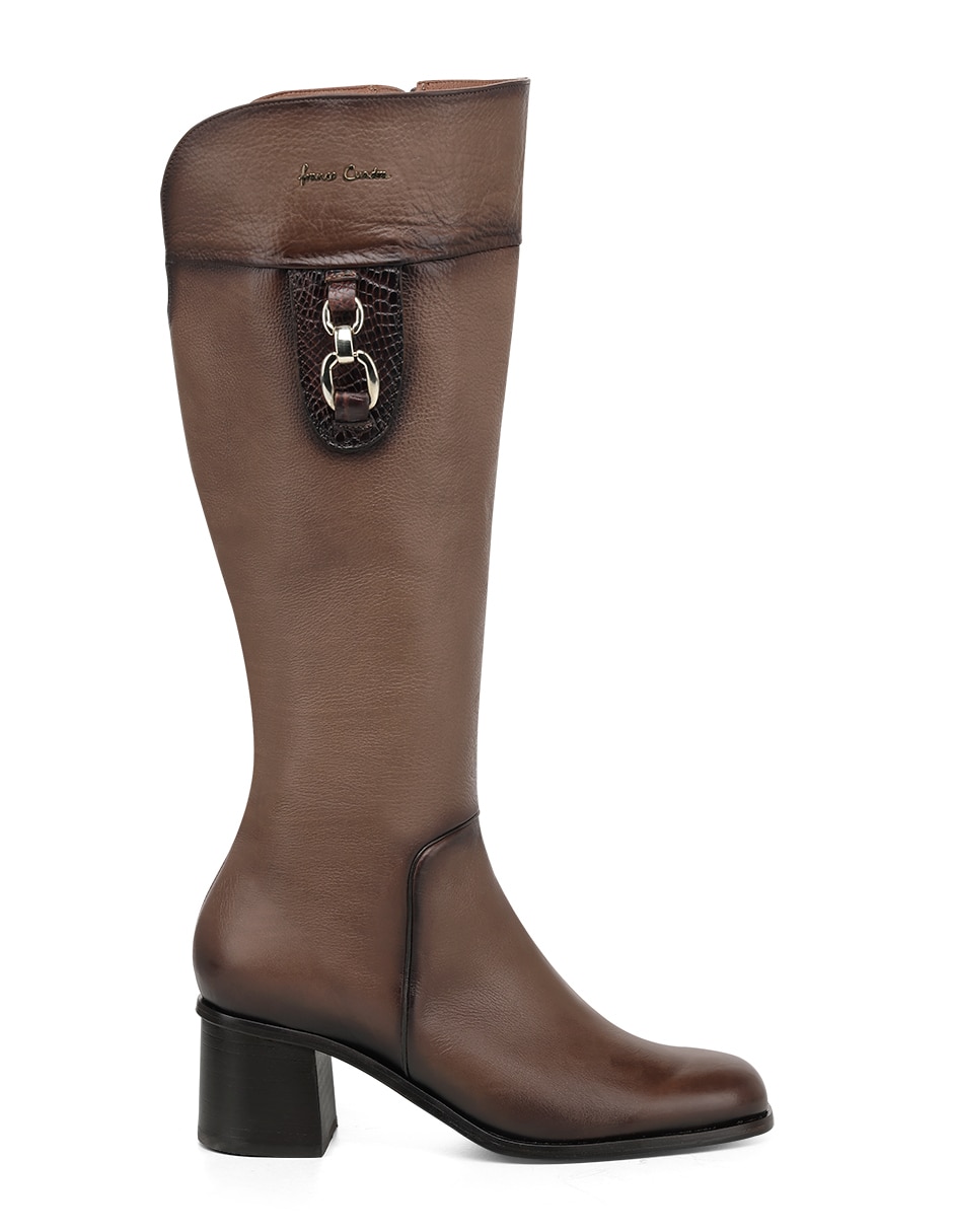 Bota abajo de la rodilla de piel para mujer 2