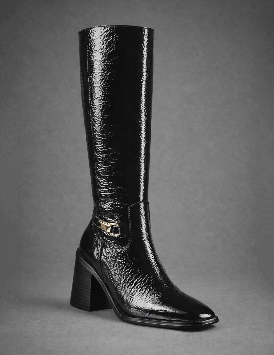 Bota Abajo de la rodilla de Charol piel para mujer 3