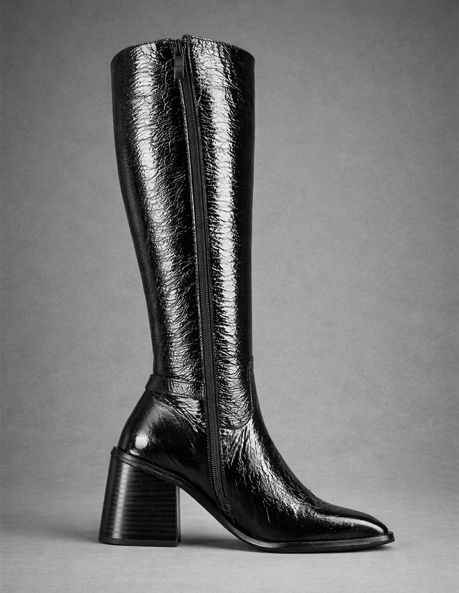 Bota Abajo de la rodilla de Charol piel para mujer 4