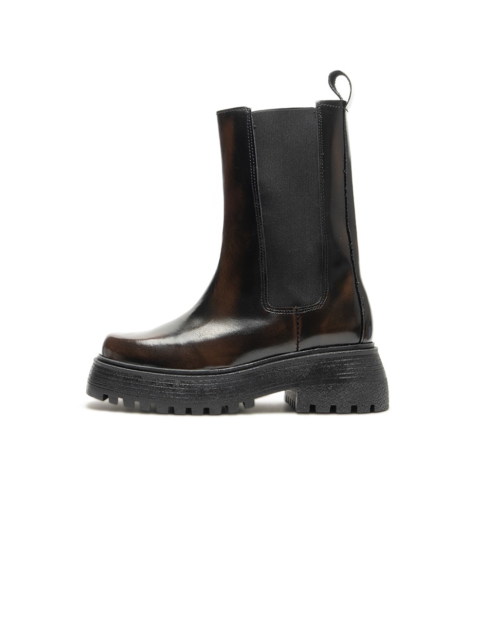 Bota chelsea arriba del tobillo de piel para mujer