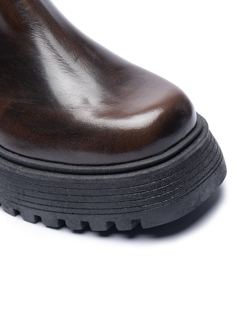 Bota chelsea arriba del tobillo de piel para mujer