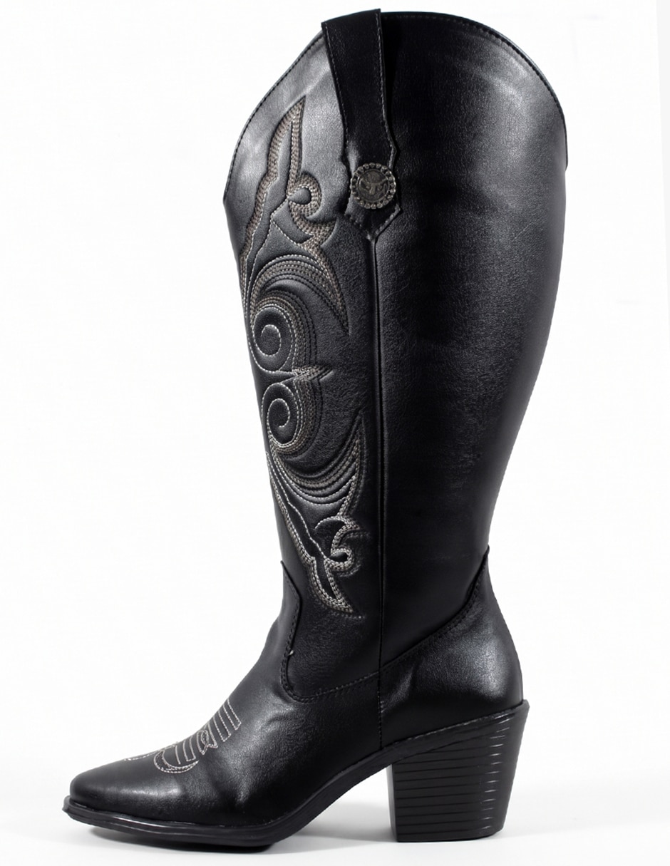 Bota cowboy Rodilla Botas Texanas Pantorrilla Ancha de Sintético para mujer Bota cowboy Rodilla Botas Texanas Pantorrilla Ancha de Sintético para mujer