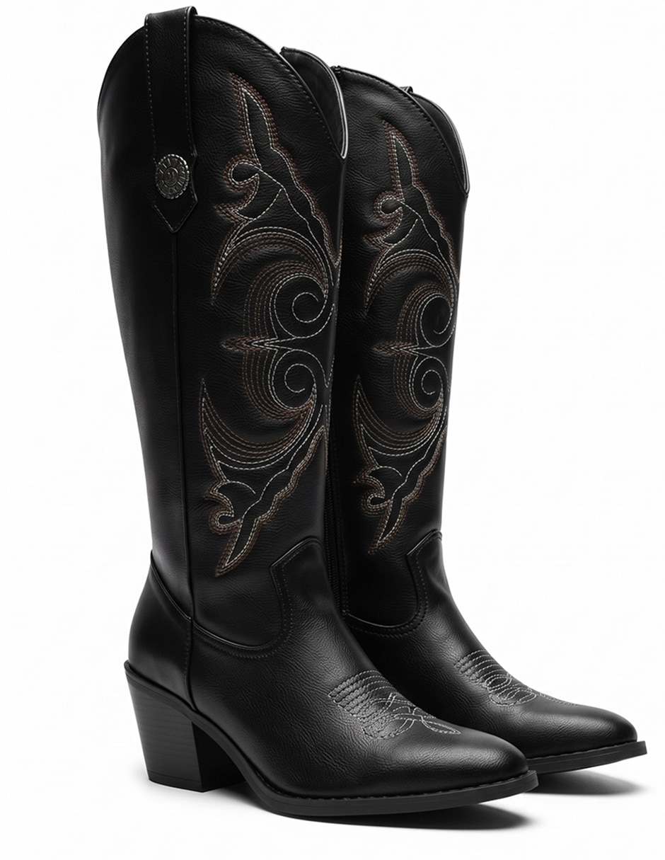 Bota cowboy Rodilla Botas Texanas Pantorrilla Ancha de Sintético para mujer 5