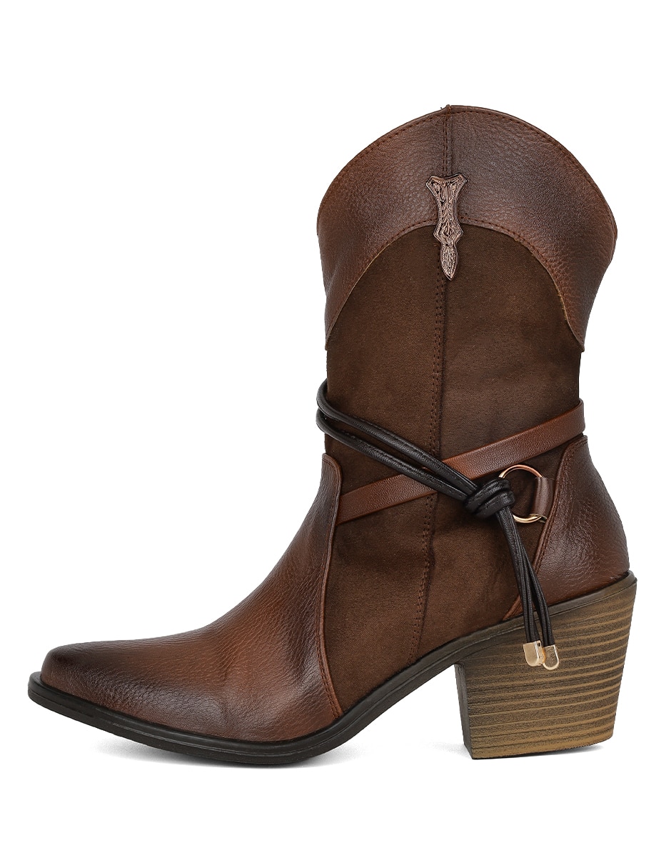 Bota cowboy arriba del tobillo rbvegano de piel para mujer Bota cowboy arriba del tobillo rbvegano de piel para mujer