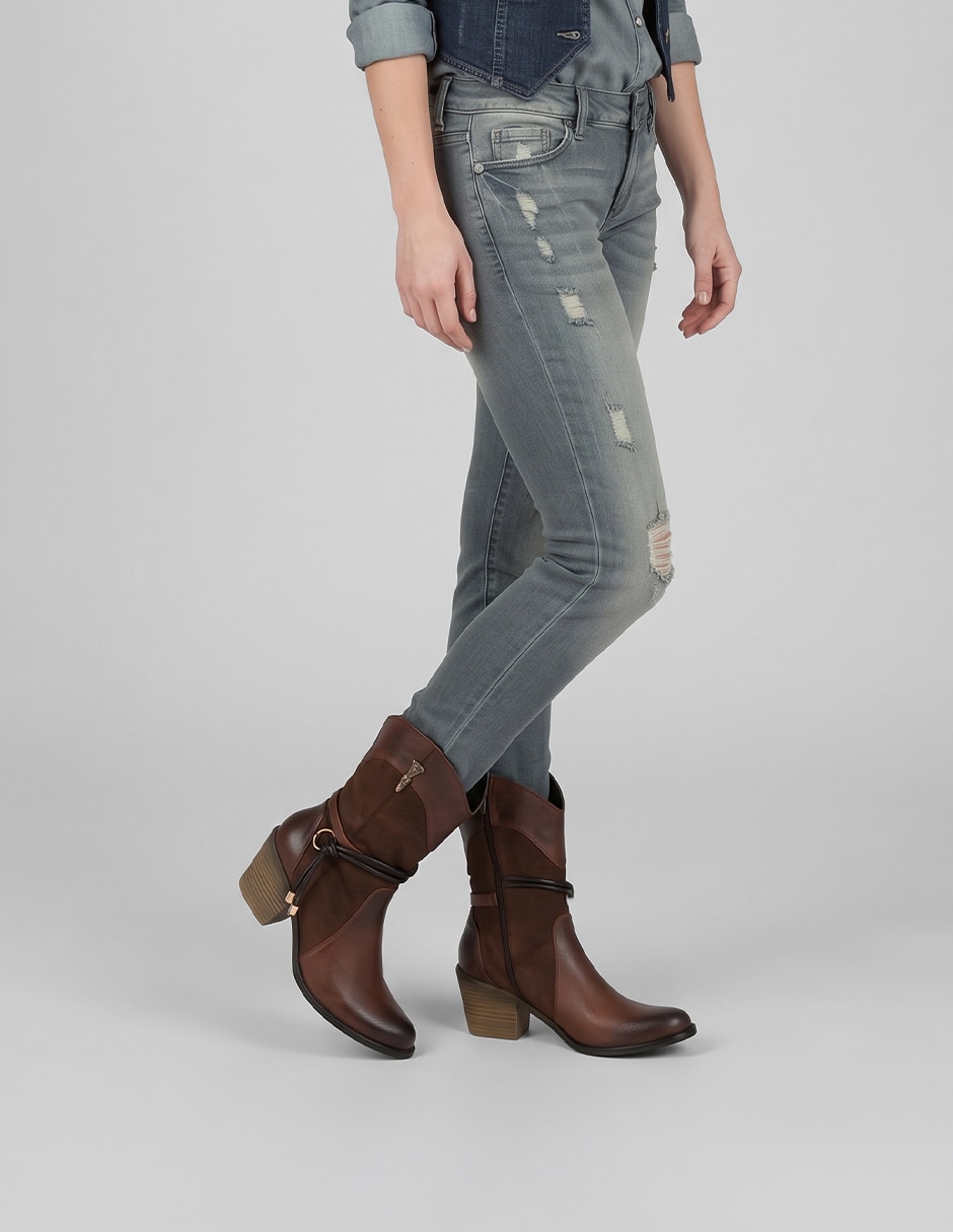 Bota cowboy arriba del tobillo rbvegano de piel para mujer 2