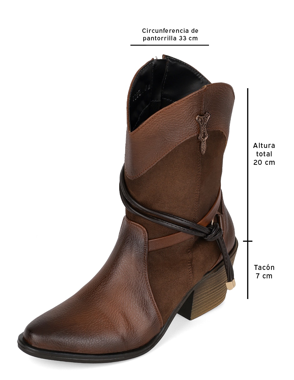 Bota cowboy arriba del tobillo rbvegano de piel para mujer 3