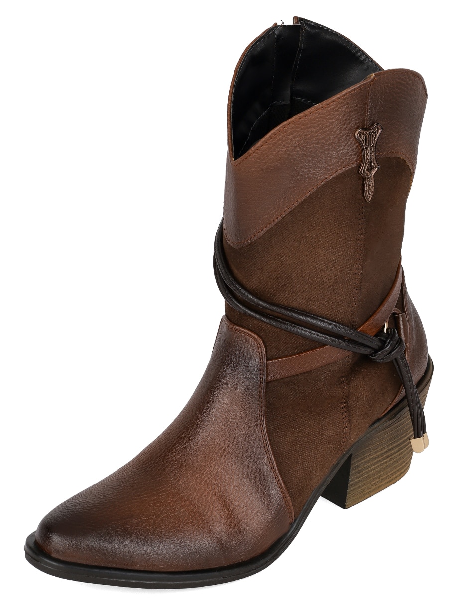 Bota cowboy arriba del tobillo rbvegano de piel para mujer 6