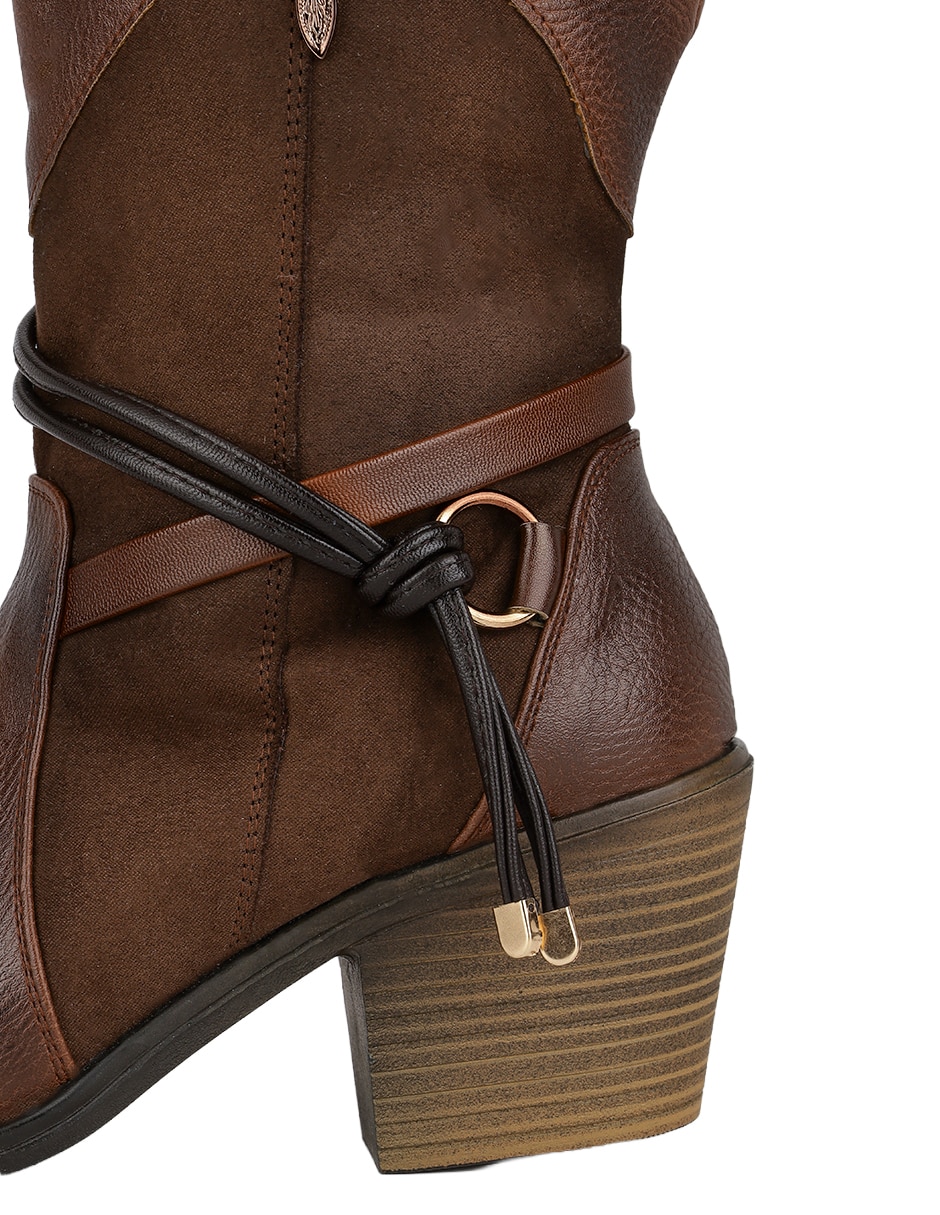 Bota cowboy arriba del tobillo rbvegano de piel para mujer 7