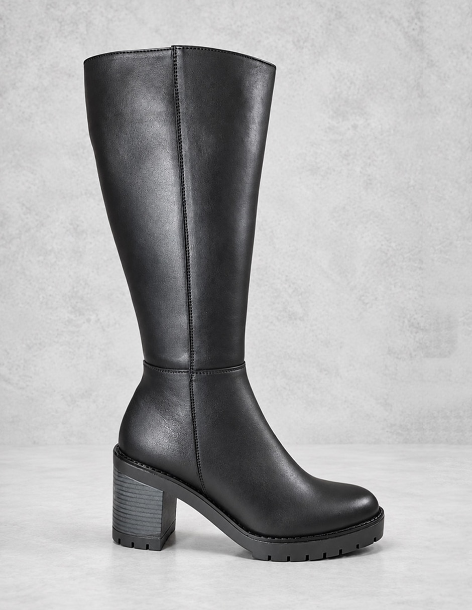 Bota abajo de la rodilla de piel para mujer