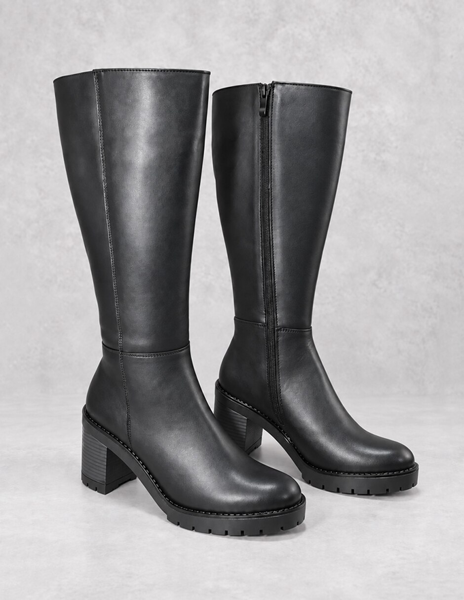 Bota abajo de la rodilla de piel para mujer 4