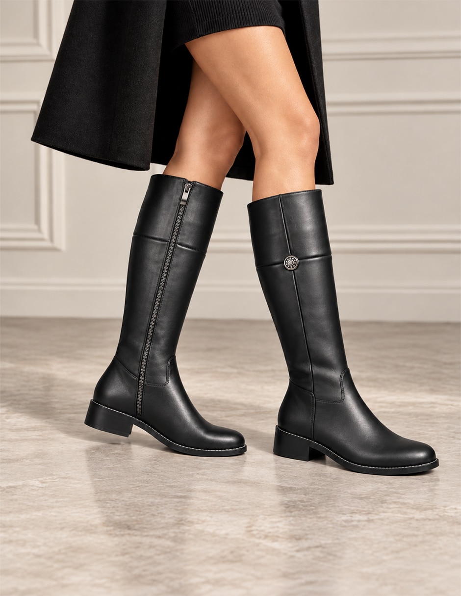 Bota abajo de la rodilla de piel para mujer 6
