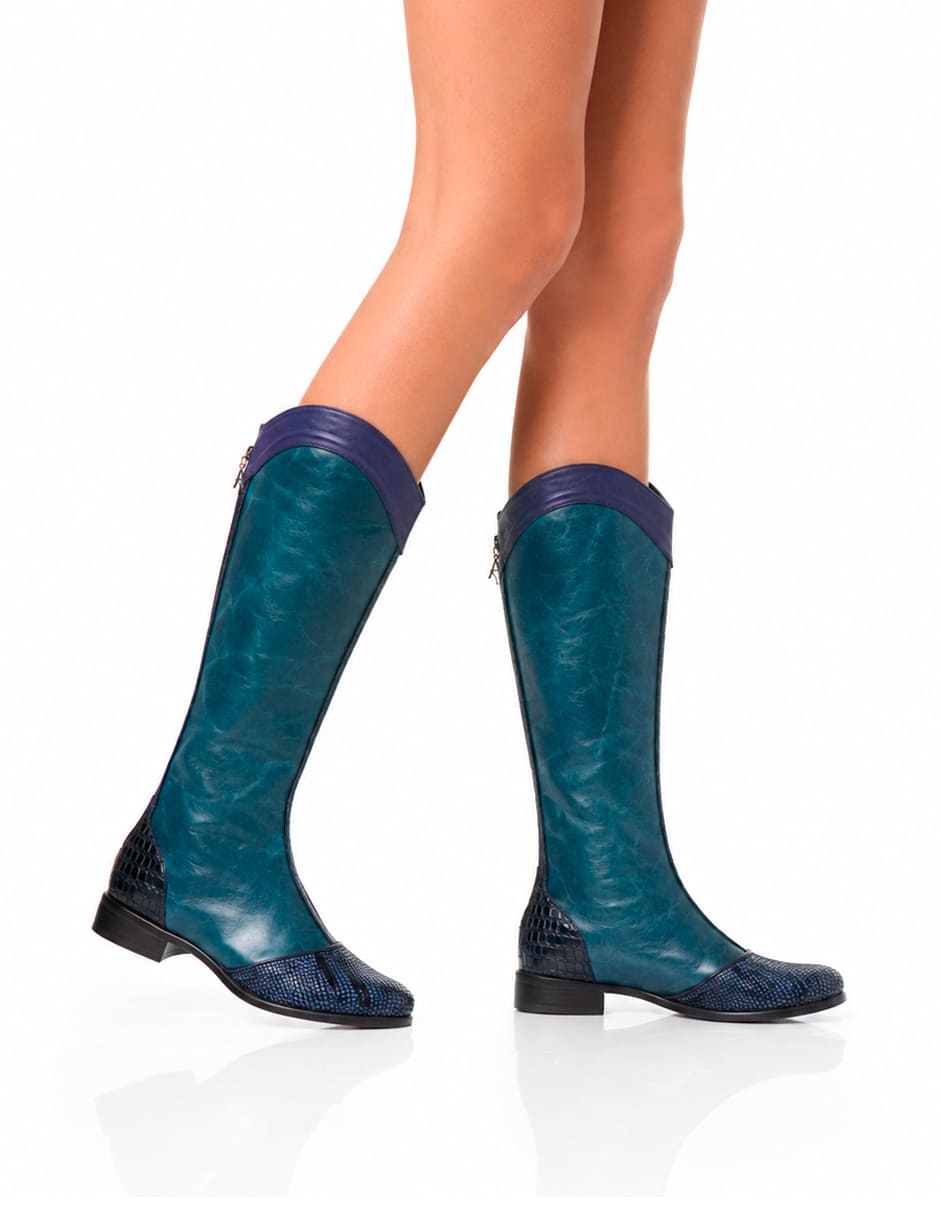 Bota abajo de la rodilla de piel para mujer 5