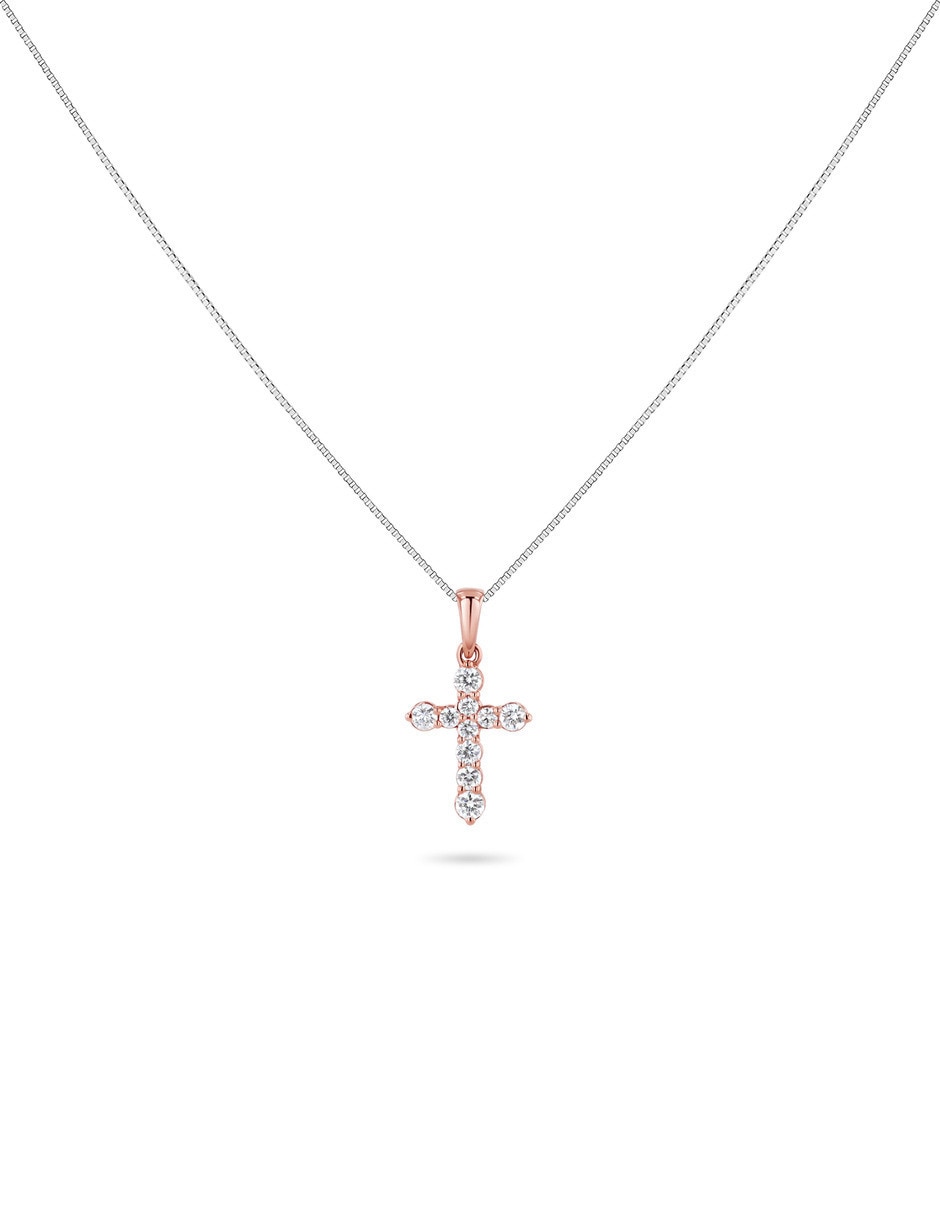 Dije de cruz de oro rosa 14 K Dije de cruz de oro rosa 14 K