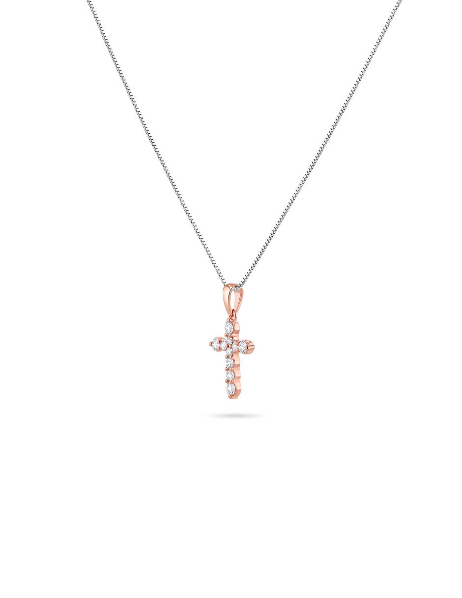 Dije de cruz de oro rosa 14 K 4